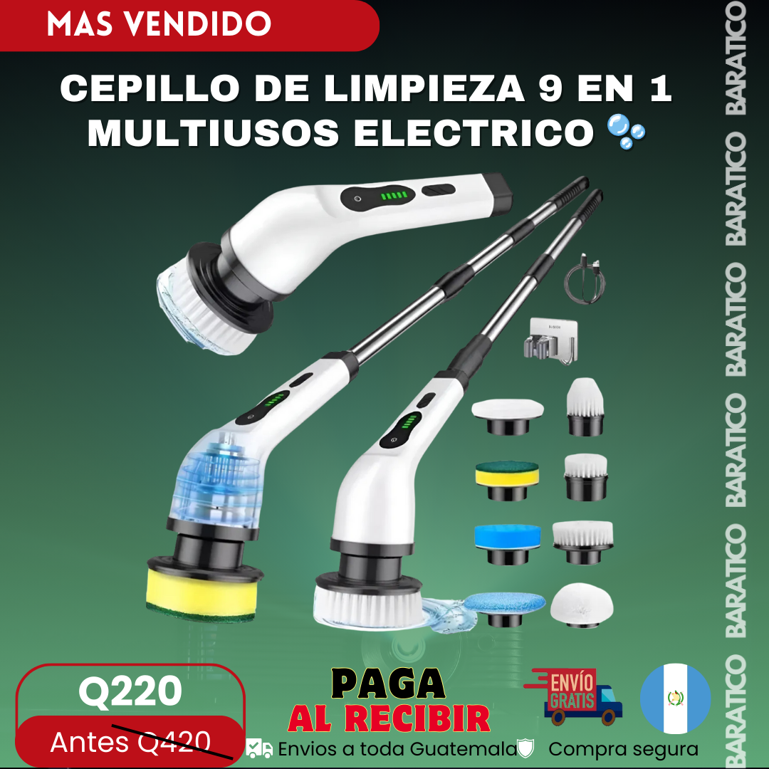 CEPILLO DE LIMPIEZA 9 EN 1 MULTIUSOS ELECTRICO 🫧
